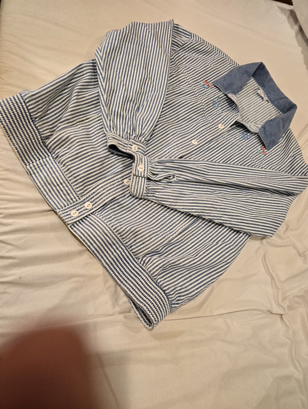 Koret Blue and White Striped Button-Down Shirt